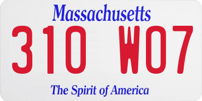 MA license plate 310WO7