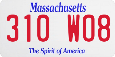MA license plate 310WO8