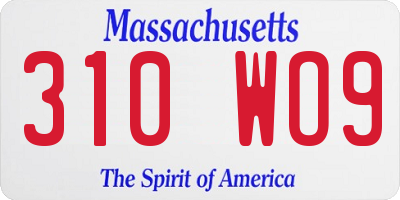 MA license plate 310WO9
