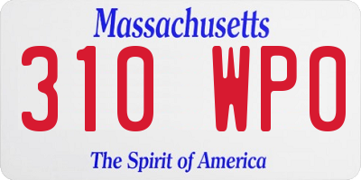 MA license plate 310WP0