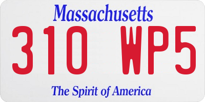 MA license plate 310WP5