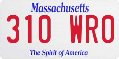 MA license plate 310WR0