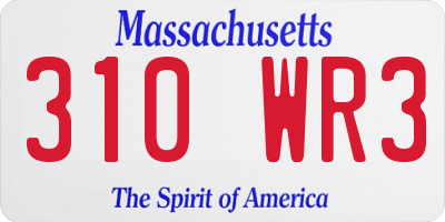 MA license plate 310WR3