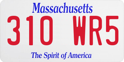 MA license plate 310WR5