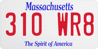 MA license plate 310WR8
