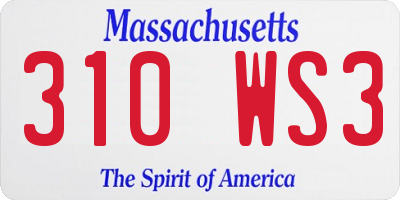 MA license plate 310WS3