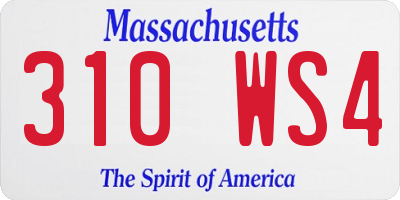 MA license plate 310WS4