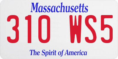 MA license plate 310WS5