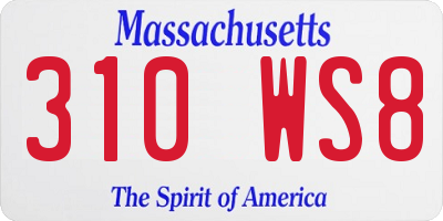 MA license plate 310WS8