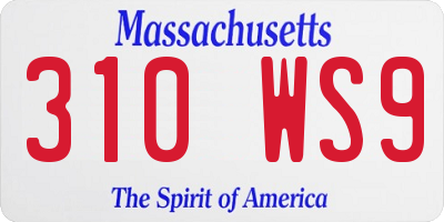 MA license plate 310WS9