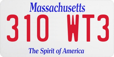 MA license plate 310WT3