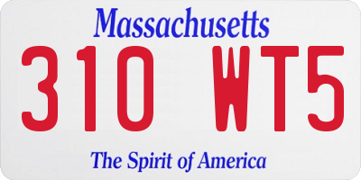MA license plate 310WT5