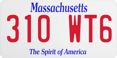 MA license plate 310WT6