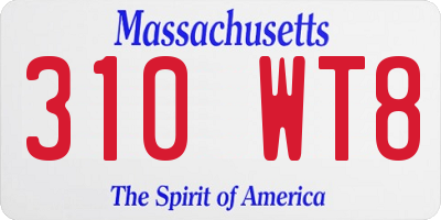 MA license plate 310WT8