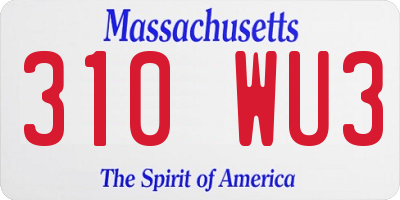 MA license plate 310WU3