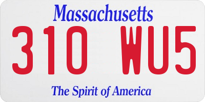 MA license plate 310WU5
