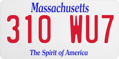 MA license plate 310WU7