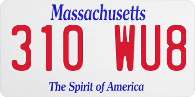 MA license plate 310WU8
