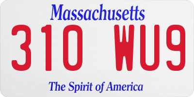MA license plate 310WU9
