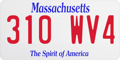 MA license plate 310WV4