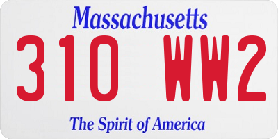 MA license plate 310WW2