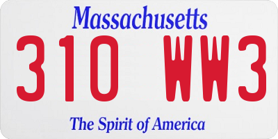 MA license plate 310WW3