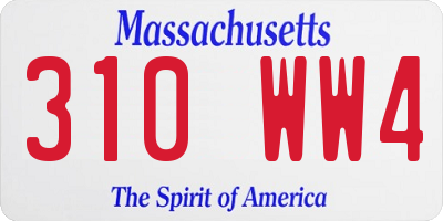 MA license plate 310WW4