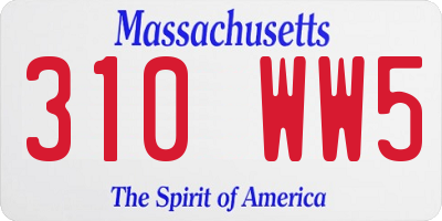 MA license plate 310WW5