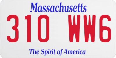 MA license plate 310WW6