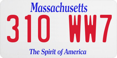 MA license plate 310WW7