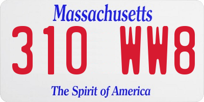 MA license plate 310WW8