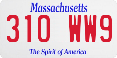 MA license plate 310WW9