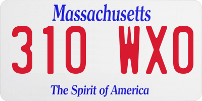 MA license plate 310WX0