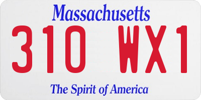 MA license plate 310WX1