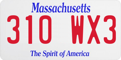 MA license plate 310WX3