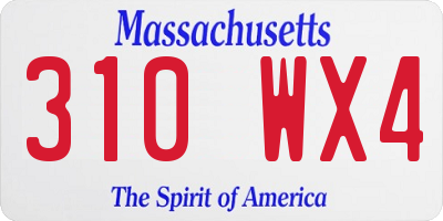 MA license plate 310WX4