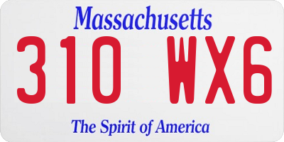 MA license plate 310WX6