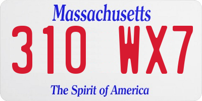 MA license plate 310WX7