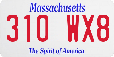MA license plate 310WX8