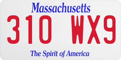 MA license plate 310WX9