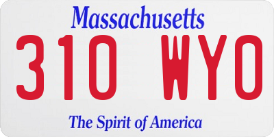 MA license plate 310WY0