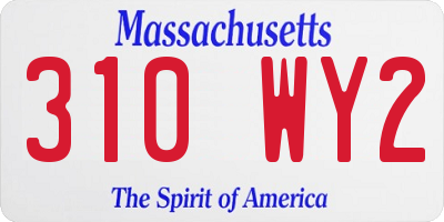 MA license plate 310WY2