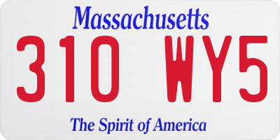 MA license plate 310WY5