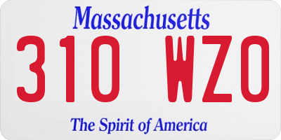 MA license plate 310WZ0