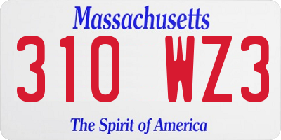 MA license plate 310WZ3