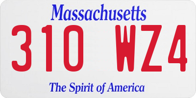 MA license plate 310WZ4