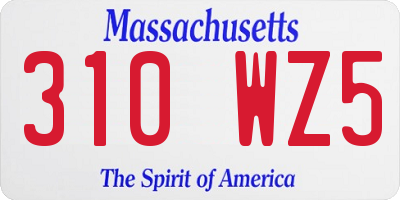 MA license plate 310WZ5