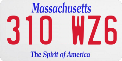 MA license plate 310WZ6
