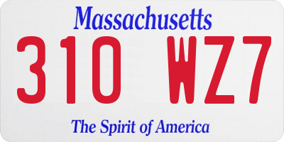 MA license plate 310WZ7
