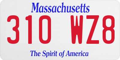 MA license plate 310WZ8